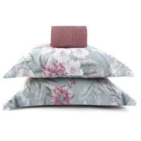 Jogo de Cama Casal Percal Buona Fortuna 3 pçs - Textura Isis Rosa