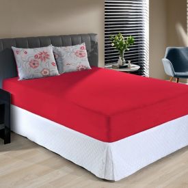 Jogo de Cama Casal Malha 100% Algod&atilde;o Solecasa 3 p&ccedil;s - Stella Carmim