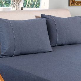 Jogo de Cama Casal Milano Havan Casa 3 pçs - Mar Noturno Azul