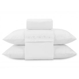 Jogo de Cama Casal Imperial Bordado Havan Casa 4 pçs - Branco