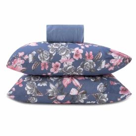 Jogo de Cama Casal Malha Solecasa Havan Casa 3 pçs - Alicia Azul Jeans