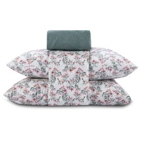 Jogo De Cama Casal Elegance Havan Casa 4 P&ccedil;s - Elise Flowers Verde