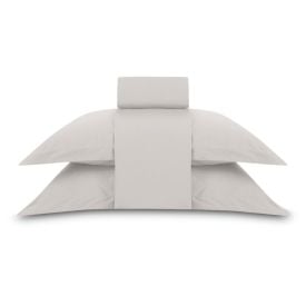 Jogo de Cama Casal Percal Buona Fortuna 4 p&ccedil;s - Cinza Prata Liso Novo