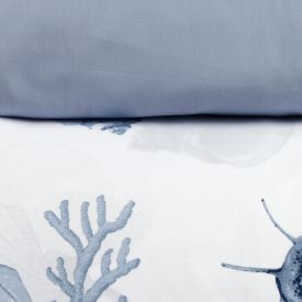Jogo de Cama Casal Percal Buona Fortuna 4 pçs - Brisa Do Mar Azul Novo