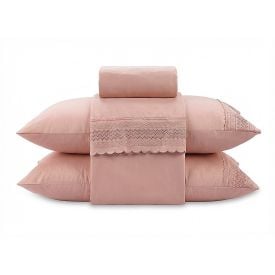 Jogo de Cama Casal Renda Imperial Havan Casa 4 pçs - Rosa