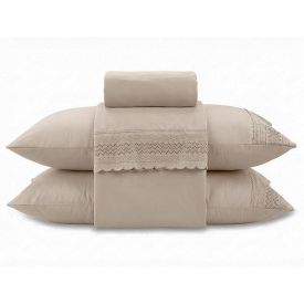 Jogo de Cama Casal Renda Imperial Havan Casa 4 pçs - Bege