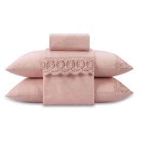Jogo de Cama King Imperial com Renda Havan Casa 4 pçs - Rosa