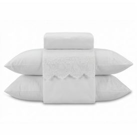 Jogo de Cama King Imperial com Renda 4 pçs Havan Casa - Branco