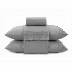 Jogo de Cama King Renda Imperial Havan Casa 4 pçs - Cinza Amianto
