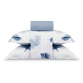 Jogo de Cama King 4 Peças Buona Fortuna - Brisa Do Mar Azul Novo
