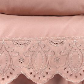 Jogo de Cama King Imperial com Renda 4 pçs Havan Casa - Rosa