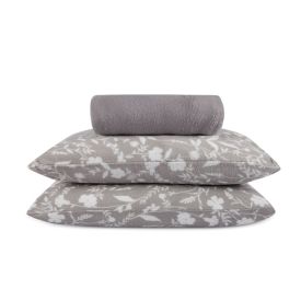 Jogo de Cama Plush Provence Casal 3 pçs Havan Casa - Yasmin Floral Cinza