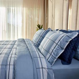 Jogo de Cama Queen Percal Buona Fortuna 4 p&ccedil;s - Ravi Azul