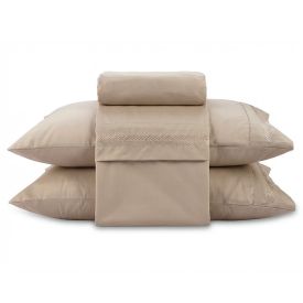 Jogo de Cama Bordado Queen Havan Casa 4 pçs - Bege