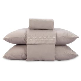Jogo de Cama Queen Bordado Imperial 4 pçs Havan Casa - Bege