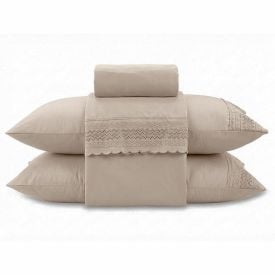 Jogo de Cama Queen com Renda Imperial Havan Casa 4 pçs - Bege