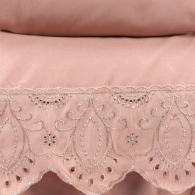 Jogo de Cama Queen Imperial com Renda Havan Casa 4 pçs - Rosa
