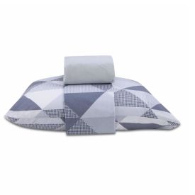 Jogo De Cama Solteiro 100% Algodão Royale Havan Casa 3 Pçs - Navy Cinza