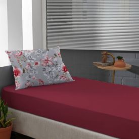Jogo de Cama Solteiro Malha 100% Algodão Solecasa 2 pçs - Cher Carmin