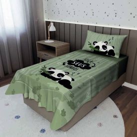 Jogo de Cama Solteiro Clube do Abraço Havan Casa 2 pçs - Mei Mei Panda