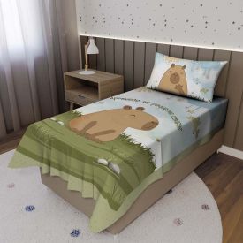 Jogo de Cama Solteiro Clube do Abra&ccedil;o Havan Casa 2 p&ccedil;s - Cacau Capivara