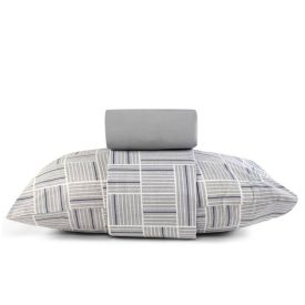 Jogo de Cama Solteiro Micropercal Havan Casa 3 pçs - Detroit Geo Cinza