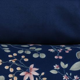 Jogo de Cama Solteiro Micropercal Havan Casa 3 pçs - Jungle Marinho Flowers