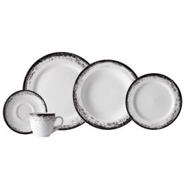 Jogo De Jantar Névoa Preto Schmidt 30 Peças - Porcelana