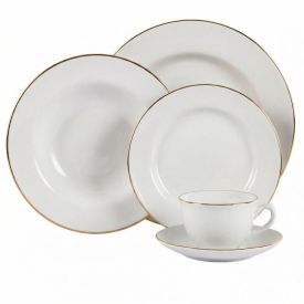 Jogo de Jantar Porcelana com Filete de Ouro Imperial Havan Casa - 20 Pe&ccedil;as