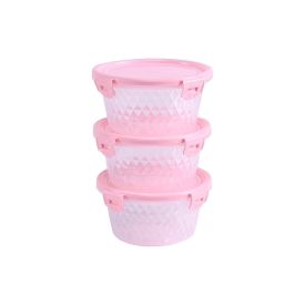 Jogo De Potes Cristal Rosa Plasvale 550 Ml - 3 Peças