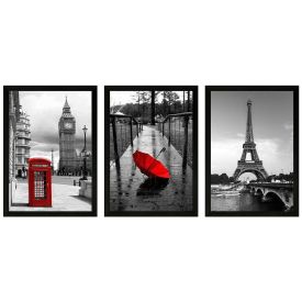 Jogo de Quadros Decorativos 28Cm 3 Peças Fx Quadros - Trio Paris