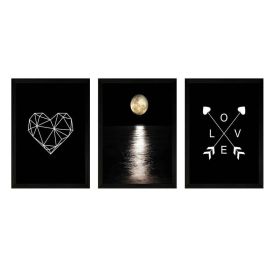 Jogo de Quadros Decorativos 28Cm 3 Peças Fx Quadros - Lua