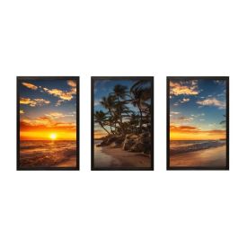 Jogo de Quadros Decorativos 28Cm 3 Peças Fx Quadros - Coqueiros