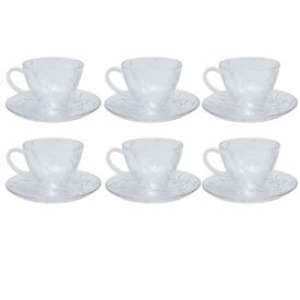 Jogo De Xicaras Com Pires Botânica 170Ml Havan Casa 12 Peças - Transparente