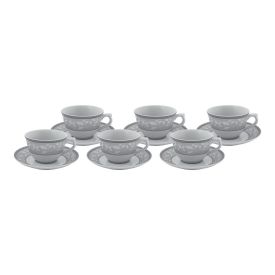 Jogo de Xicaras com Pires Porcelana Atenas Havan Casa 220 ml - 12 Pe&ccedil;as