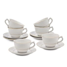 Jogo de X&iacute;caras com Pires Porcelana Royal Havan Casa 12 Pe&ccedil;as - 220ml