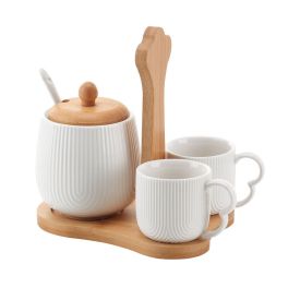 Jogo de X&iacute;caras para Caf&eacute; com A&ccedil;ucareiro e Suporte Oasis Hauskraft - 4 Pe&ccedil;as