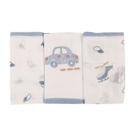 Kit 3 Panos De Boca 32 X 32 Cm 100% Algodão Havan Baby - Carros