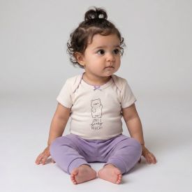 Kit Bebê Macacão, Body e Calça Yoyo Baby Lilas Ursinho