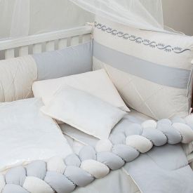 Kit Berço 9 Peças Cinza - Tiquinho Baby