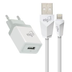 Kit Carregador Parede Universal Lightning 1M Elg Recarga Sincronização