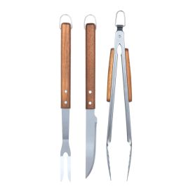 Kit Churrasco 3 Peças Havan Casa Cabo Madeira Acácia - Inox 