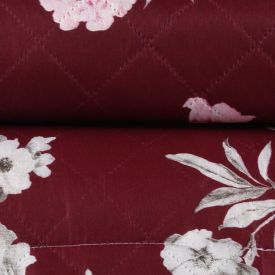 Kit Colcha Casal Estampada Versalhes Havan Casa 3 Pe&ccedil;as - Floral Vinho