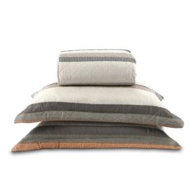 Kit Colcha Casal Estampada Versalhes Havan Casa 3 Pe&ccedil;as - Geo Cinza
