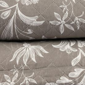 Kit Colcha Casal Versalhes Estampada Havan Casa 3 Pe&ccedil;as - Floral Taupe