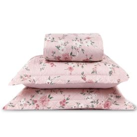Kit Colcha Casal Versalhes Estampada Havan Casa 3 Pe&ccedil;as - Floral Rose