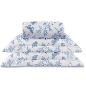 Kit Colcha Casal Versalhes Estampada Havan Casa 3 Pe&ccedil;as - Floral Azul