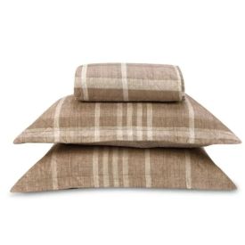 Kit Colcha King Estampada Versalhes Havan Casa 3 Peças - Xadrez Bege