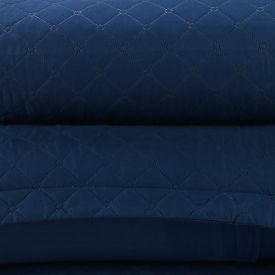 Kit Colcha Queen 100% Poliéster Lisa Versalhes Havan Casa 3 Peças - Midnight Blue