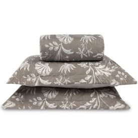 Kit Colcha Queen Versalhes Havan Casa 3 Peças - Floral Taupe